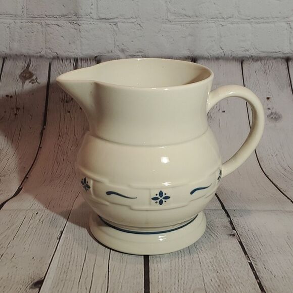 Longaberger woven traditions classic blue pottery pitcher - Picture 1 of 4